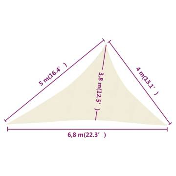 Sunshade Sail 4x5x6.8m - Cream HDPE, UV Protected & Breathable