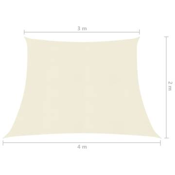 Cream Sunshade Sail 3/4x2 m - UV Protection & Water Permeable