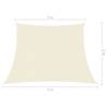 Cream Sunshade Sail 3/4x2 m - UV Protection & Water Permeable