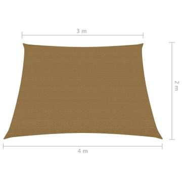 Sunshade Sail 160 g/m² Taupe 3/4x2 m HDPE - Hipomarket