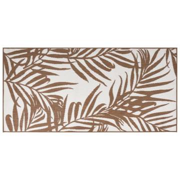 Stylish Outdoor Rug Brown & White 80x150 cm - Reversible Design