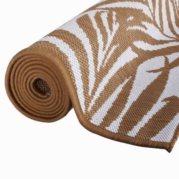 Stylish Outdoor Rug Brown & White 80x150 cm - Reversible Design