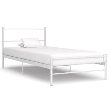 White Metal Bed Frame 90x200 cm - Stylish & Robust Design