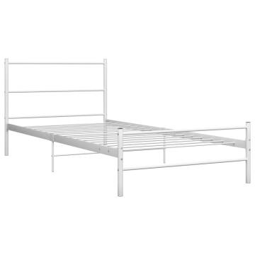 White Metal Bed Frame 90x200 cm - Stylish & Robust Design