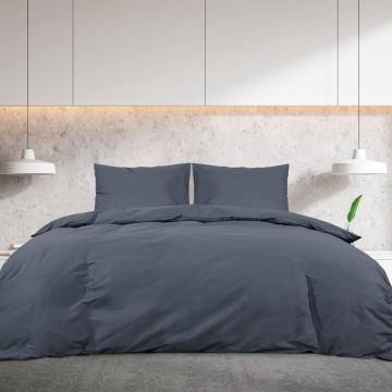 Duvet Cover Set Anthracite 200x200 cm Cotton | Hipomarket UK