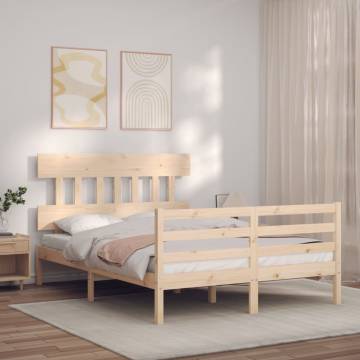 Double Solid Wood Bed Frame with Headboard - Comfort & Style