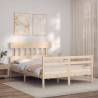 Bed Frame with Headboard Double Solid Wood Colour natural Size 135 x 190 cm Model low 