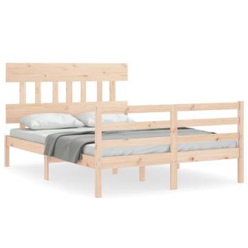 Double Solid Wood Bed Frame with Headboard - Comfort & Style