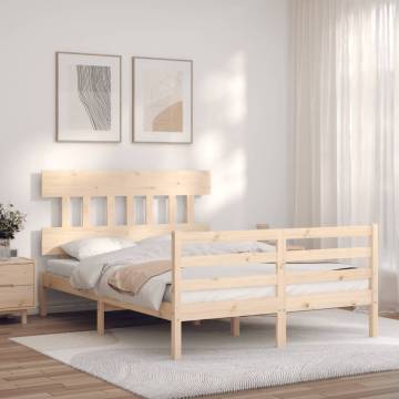 Double Solid Wood Bed Frame with Headboard - Comfort & Style