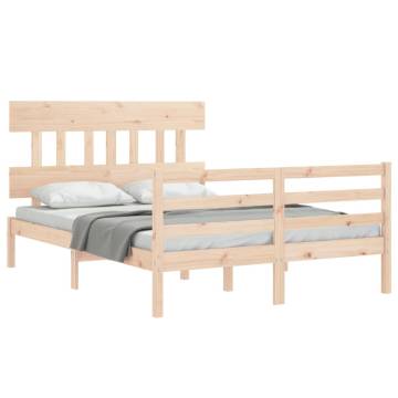 Double Solid Wood Bed Frame with Headboard - Comfort & Style