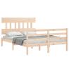 Double Solid Wood Bed Frame with Headboard - Comfort & Style