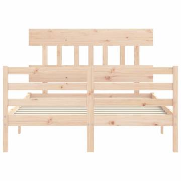 Double Solid Wood Bed Frame with Headboard - Comfort & Style