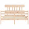 Double Solid Wood Bed Frame with Headboard - Comfort & Style