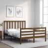 Bed Frame with Headboard Honey Brown Small Double Solid Wood Colour honey brown Size 120 x 190 cm 