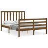 Honey Brown Small Double Bed Frame with Headboard | Hipomarket