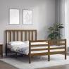 Honey Brown Small Double Bed Frame with Headboard | Hipomarket