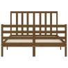 Honey Brown Small Double Bed Frame with Headboard | Hipomarket