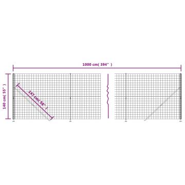 Wire Mesh Fence with Flange Green 1.4x10 m | Durable & Secure