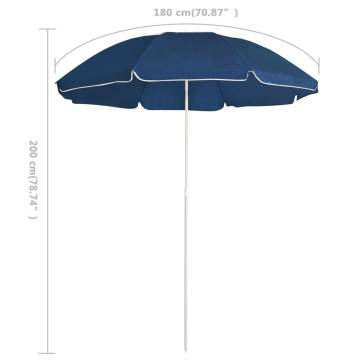 Outdoor Parasol with Steel Pole - Blue 180 cm | HipoMarket