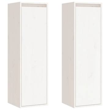 Wall Cabinets 2 pcs - White Solid Pinewood | Hipomarket