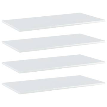 High Gloss White Bookshelf Boards - 4 pcs | HipoMarket