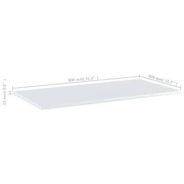 High Gloss White Bookshelf Boards - 4 pcs | HipoMarket