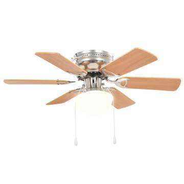 Ornate Ceiling Fan with Light - 82 cm Light Brown | Hipomarket