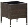 Brown Poly Rattan Garden Table - 40x40x45 cm | HipoMarket