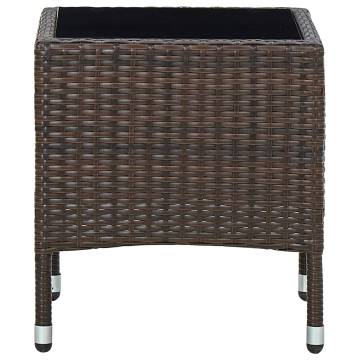 Brown Poly Rattan Garden Table - 40x40x45 cm | HipoMarket