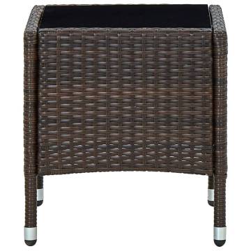 Brown Poly Rattan Garden Table - 40x40x45 cm | HipoMarket