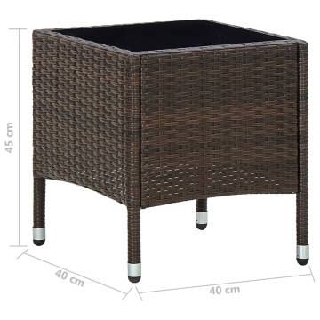 Brown Poly Rattan Garden Table - 40x40x45 cm | HipoMarket