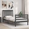 Bed Frame with Headboard Grey 90x200 cm Solid Wood Colour grey Size 90 x 200 cm 