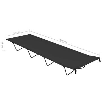 Camping Bed 180x60x19 cm | Oxford Fabric & Steel - Black