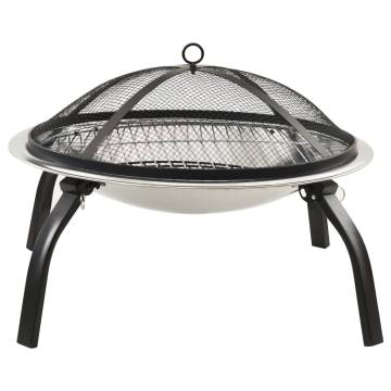 2-in-1 Fire Pit & BBQ - Stainless Steel Outdoor Heater | Hipomarket