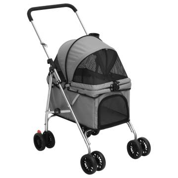 Folding Dog Stroller Grey - Comfortable Outdoor Pet Pram