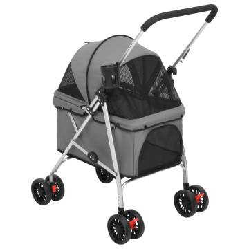 Folding Dog Stroller Grey - Comfortable Outdoor Pet Pram