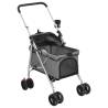 Folding Dog Stroller Grey - Comfortable Outdoor Pet Pram