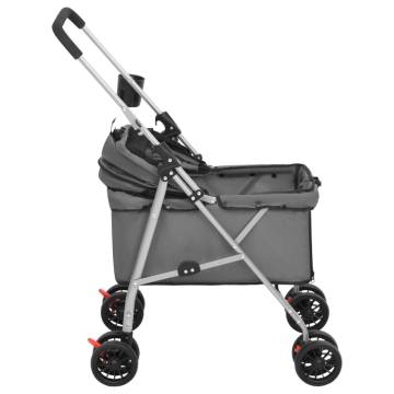 Folding Dog Stroller Grey - Comfortable Outdoor Pet Pram