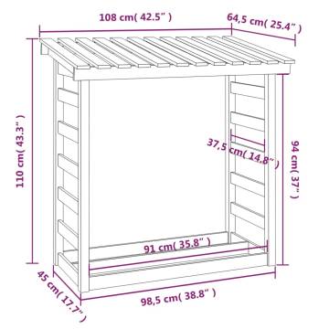 Firewood Rack 108x64.5 cm - Solid Pine Wood Storage