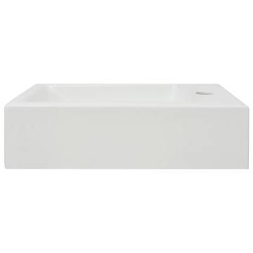 Rectangular Ceramic Basin with Faucet Hole - 46x25.5 cm