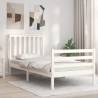 Bed Frame with Headboard White Single Solid Wood Colour white Size 90 x 190 cm 