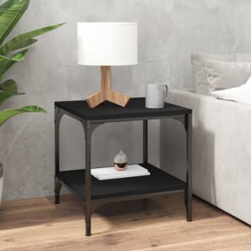 Stylish Black Side Table 40x40 cm - Engineered Wood & Steel