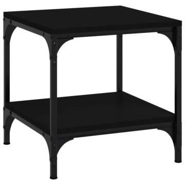 Stylish Black Side Table 40x40 cm - Engineered Wood & Steel