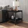 Stylish Black Side Table 40x40 cm - Engineered Wood & Steel