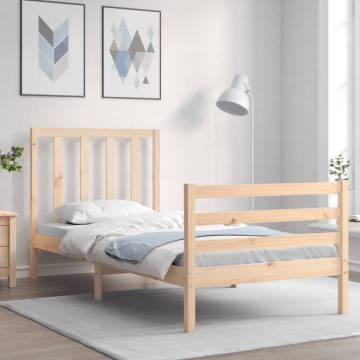 Solid Wood Small Single Bed Frame with Headboard | HipoMarket