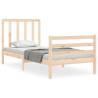 Solid Wood Small Single Bed Frame with Headboard | HipoMarket