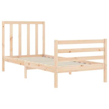 Solid Wood Small Single Bed Frame with Headboard | HipoMarket