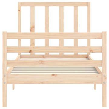 Solid Wood Small Single Bed Frame with Headboard | HipoMarket