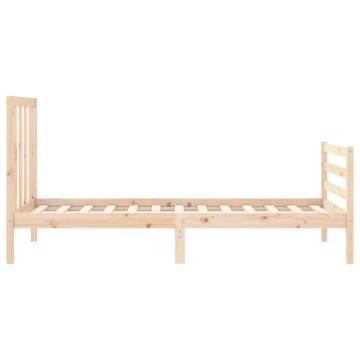 Solid Wood Small Single Bed Frame with Headboard | HipoMarket