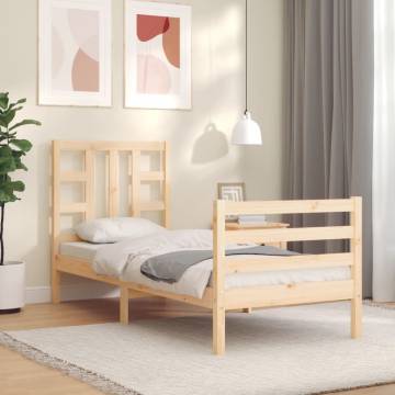 Solid Wood Bed Frame with Headboard - Small Single | Hipo Market